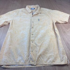 Columbia Sportswear Mens XL Golden Yellow Button Up Shirt Short Sleeve